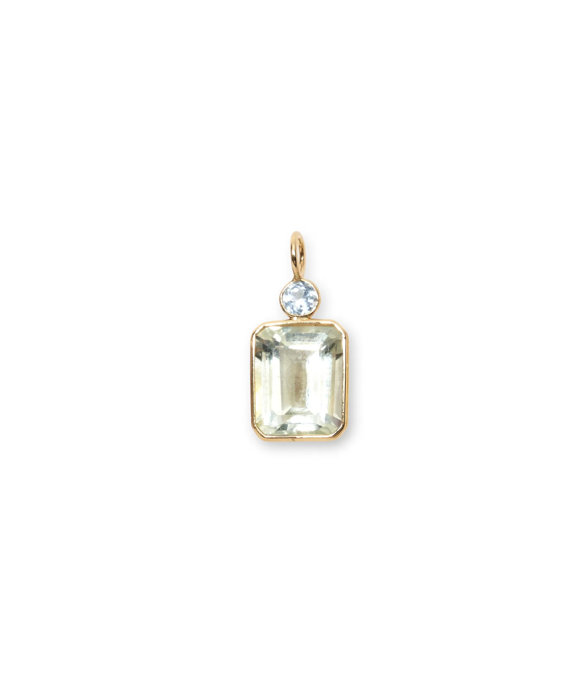 Sky Blue Topaz & Green Amethyst 14k Gold Necklace Charm