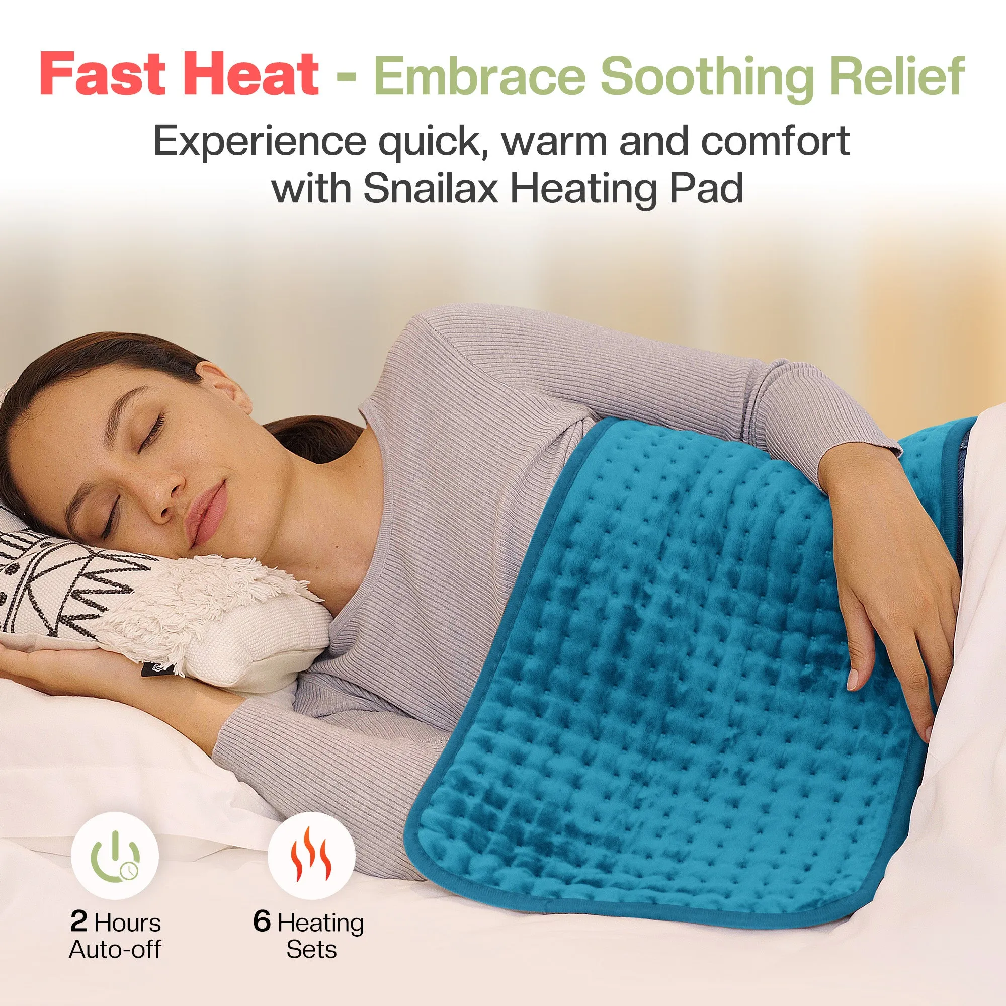 Snailax Electric Heating Pad for Back & Multiple Body Parts Pain Relief - SL-019M3-B