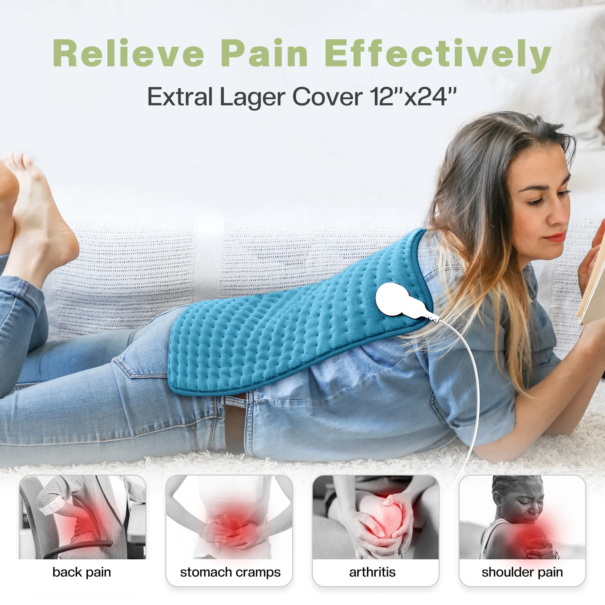 Snailax Electric Heating Pad for Back & Multiple Body Parts Pain Relief - SL-019M3-B