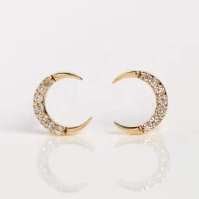 Solid Gold Waxing and Waning Crescent Moon Studs