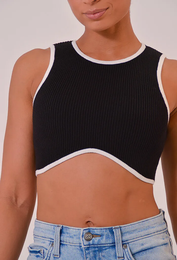 Sorbet Crop Top-Black/Cream