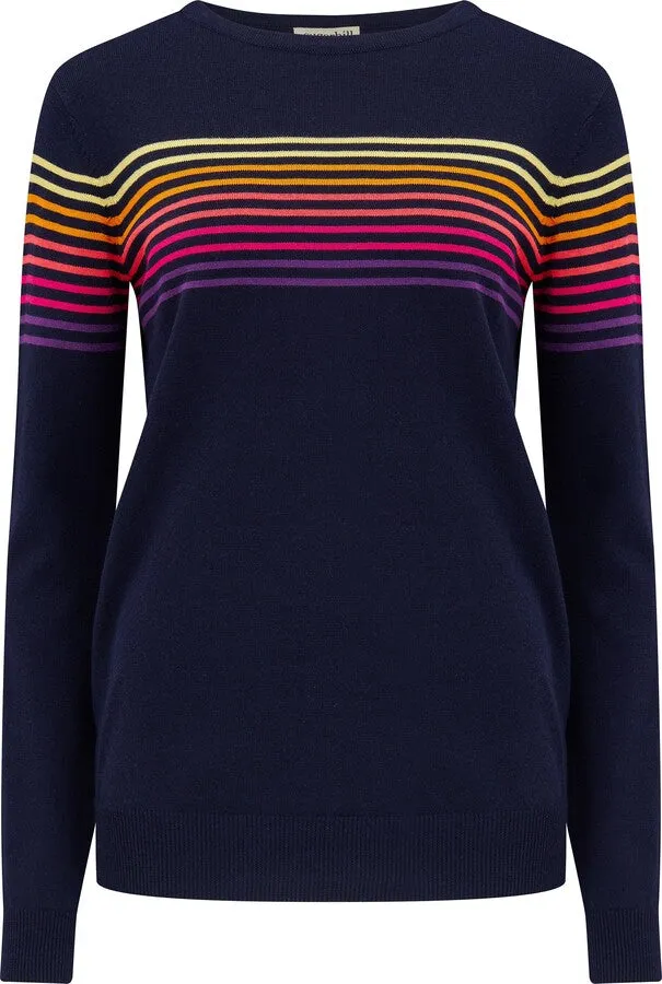 Sugarhill - Rita Jumper - Navy Rainbow Sunrise Lines