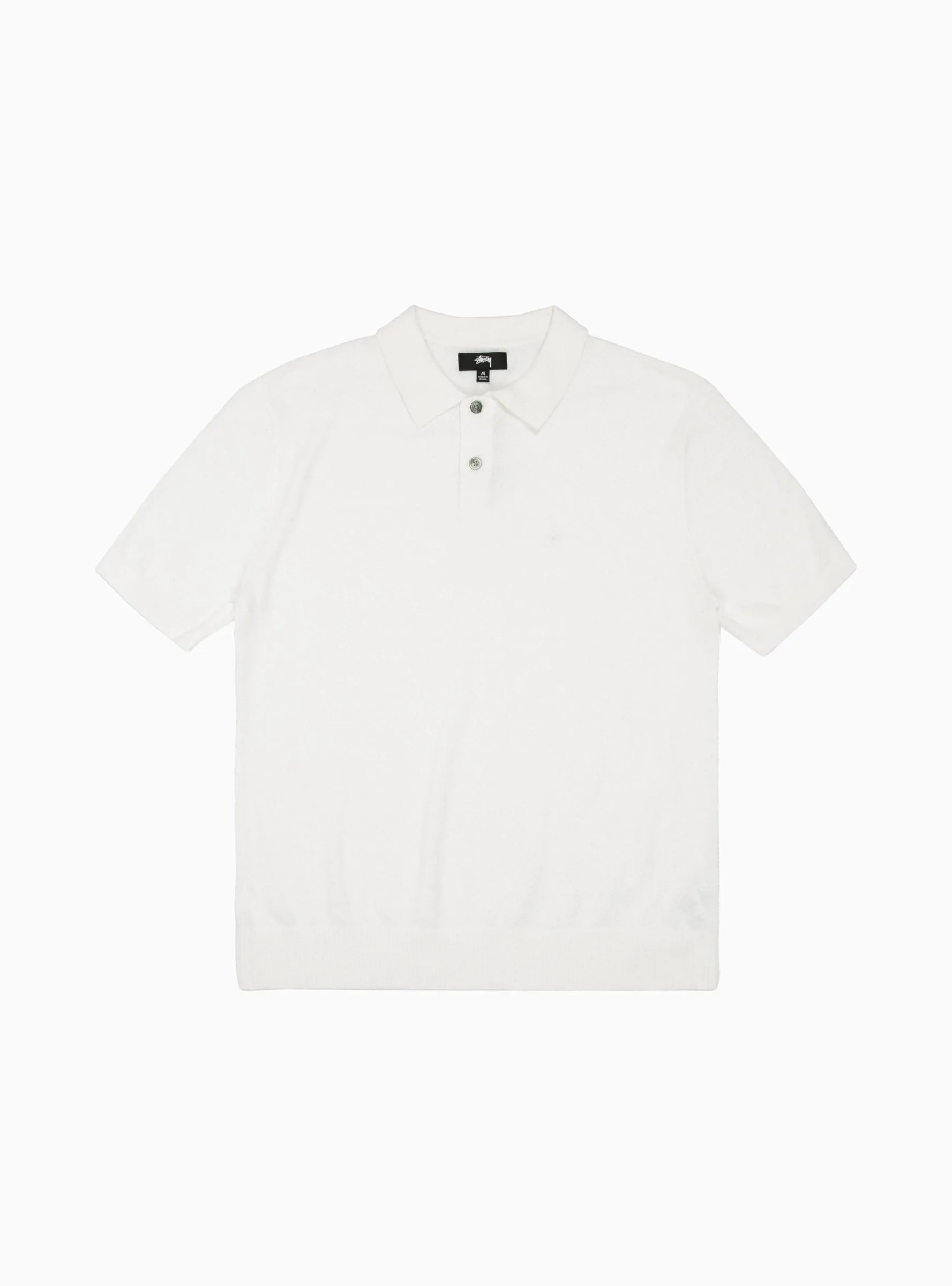 Textured Short Sleeve Polo Sweater Bone White