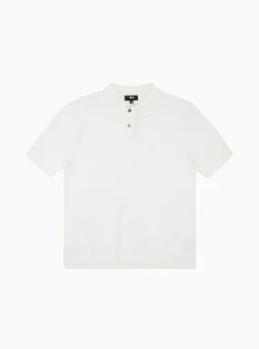 Textured Short Sleeve Polo Sweater Bone White