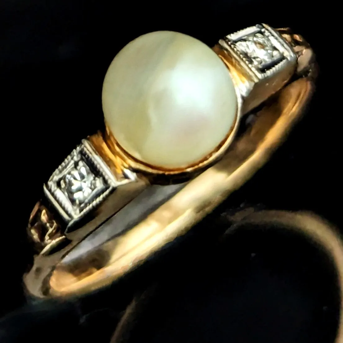 The Edenton - Vintage Pearl Diamonds 14k Gold Ring