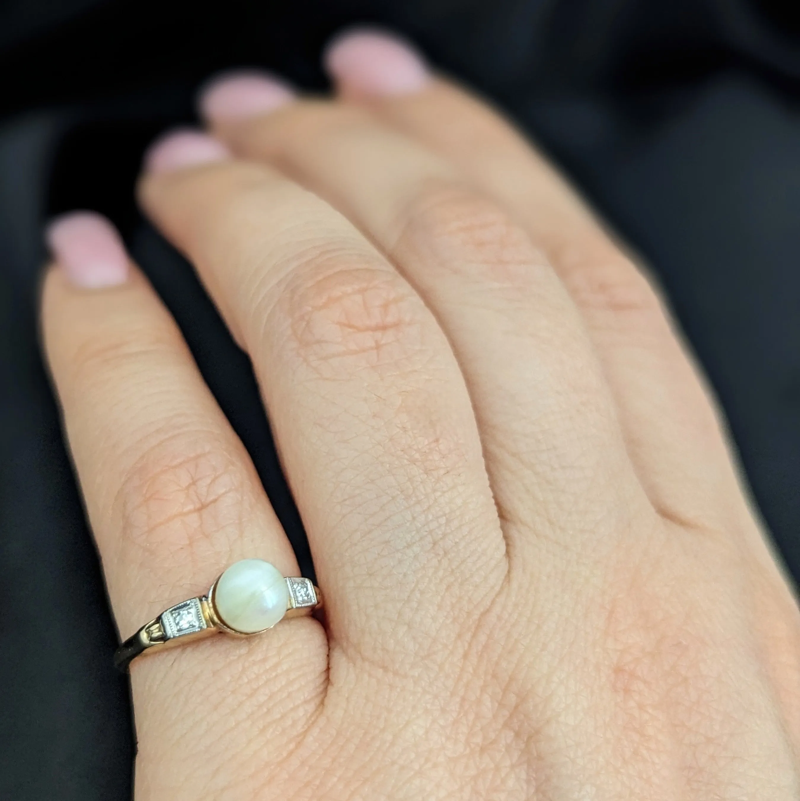 The Edenton - Vintage Pearl Diamonds 14k Gold Ring