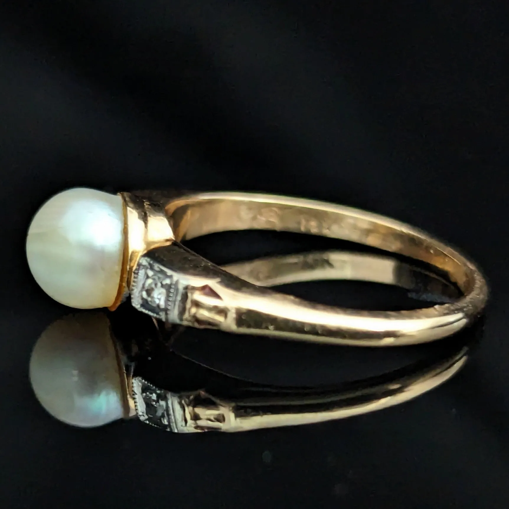 The Edenton - Vintage Pearl Diamonds 14k Gold Ring