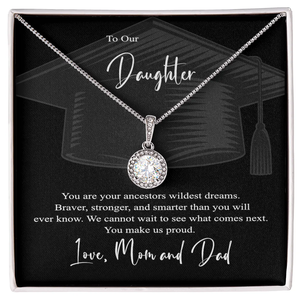 To Our Daughter, Love, Mom and Dad |  Graduation | White gold over stainless steel minimalist necklace