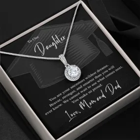 To Our Daughter, Love, Mom and Dad |  Graduation | White gold over stainless steel minimalist necklace