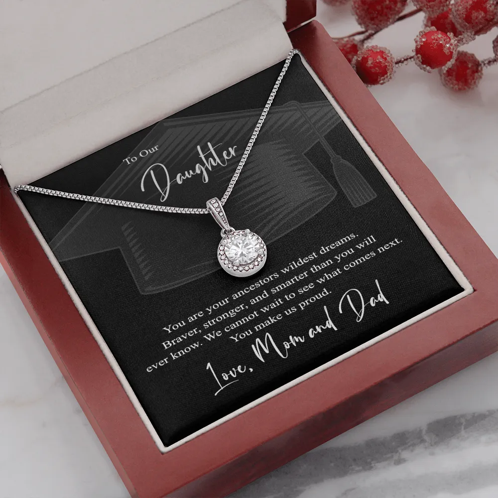 To Our Daughter, Love, Mom and Dad |  Graduation | White gold over stainless steel minimalist necklace