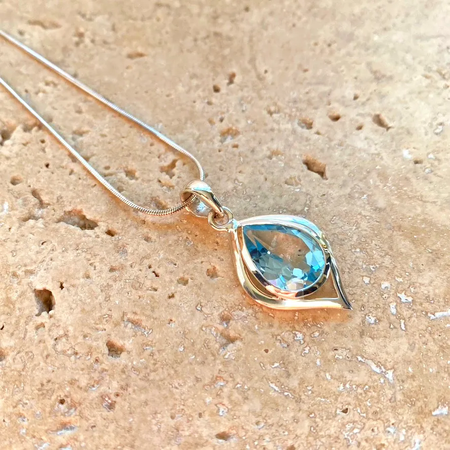 Topaz Contemporary Teardrop Pendant - Ciara