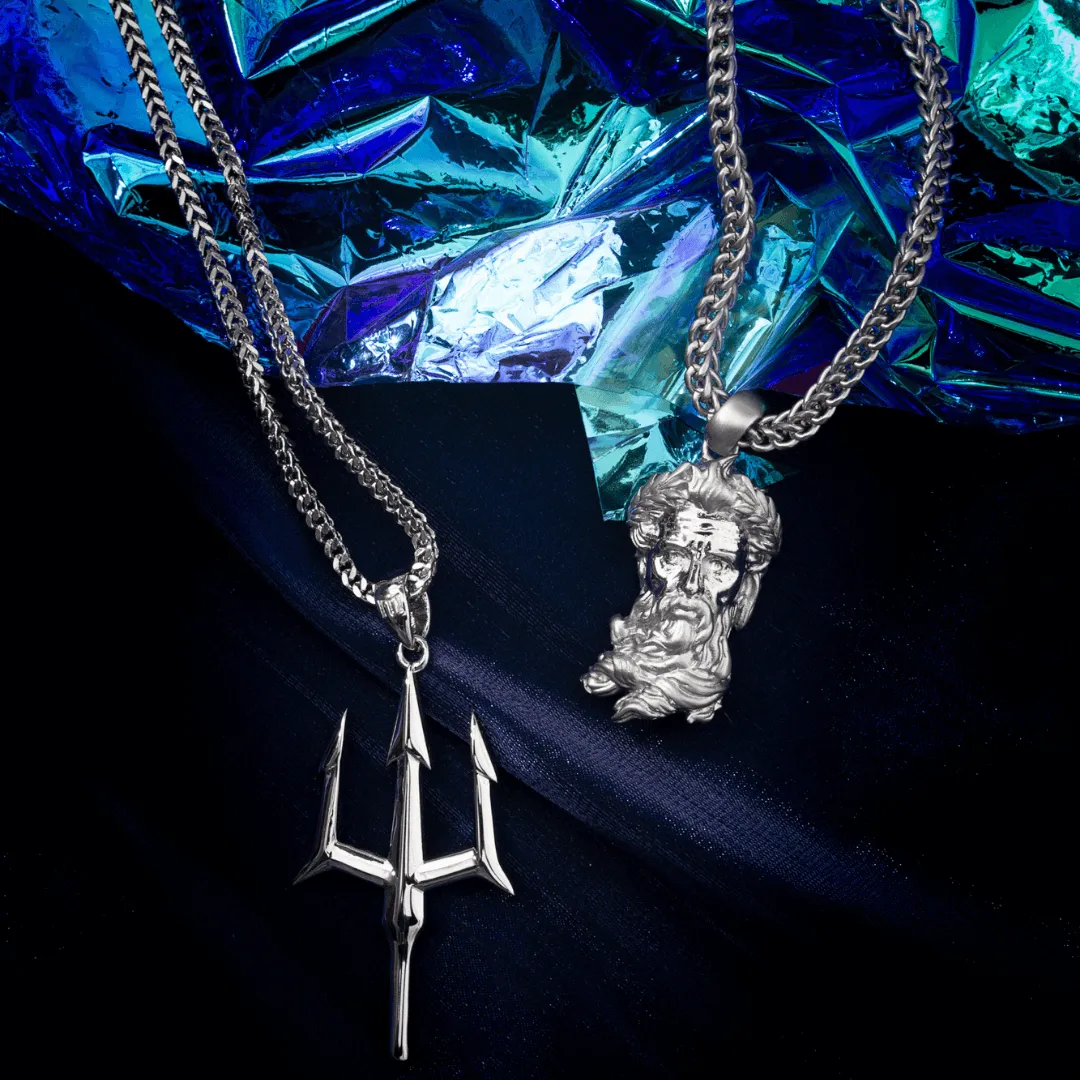 Trident Pendant - White Gold