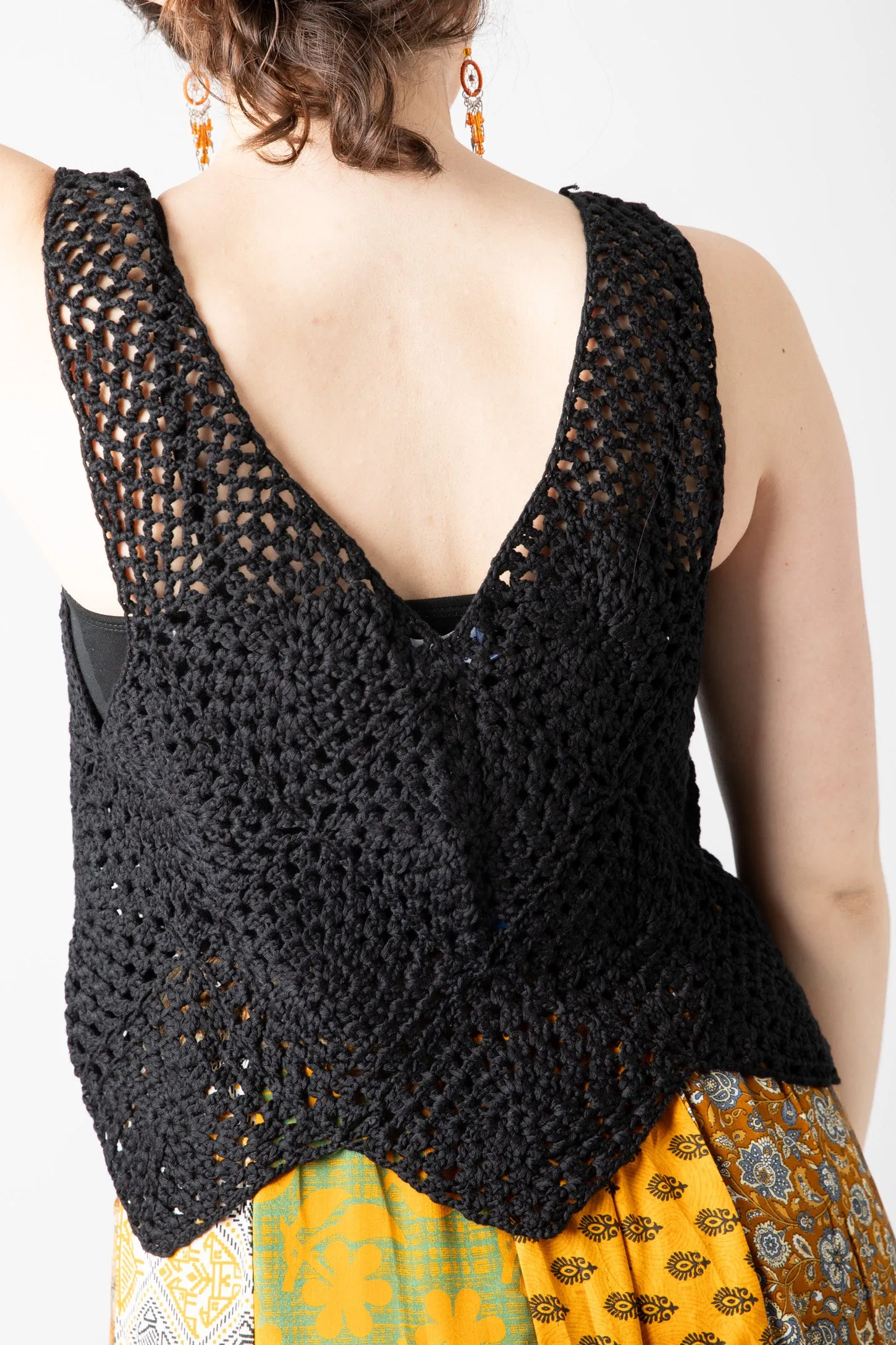 V-Neck Crop Crochet Tank