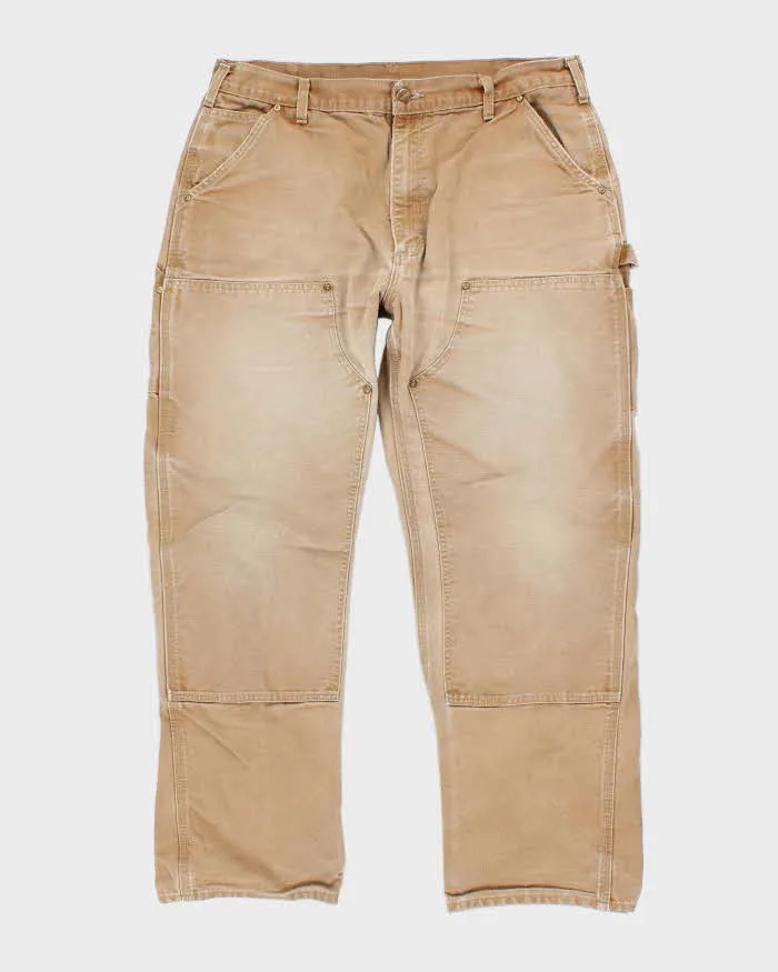 Vintage Carhartt Double Knee Faded Beige Workwear Trousers - W36 L30