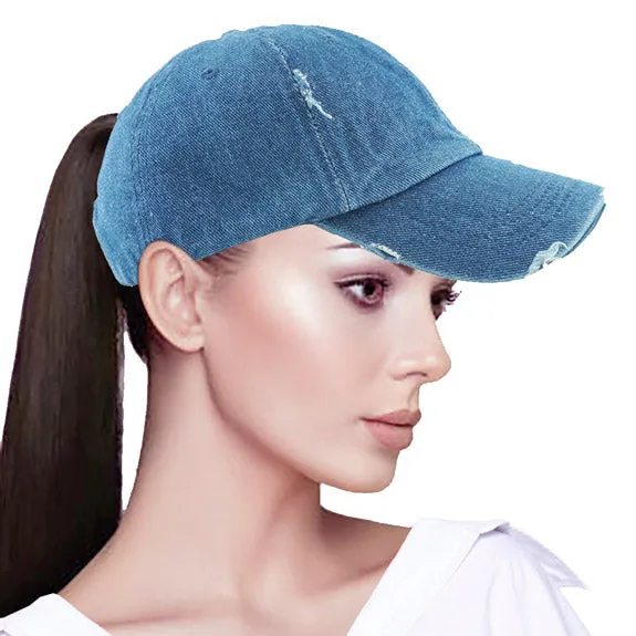 Vintage Distressed Ponytail Baseball Cap