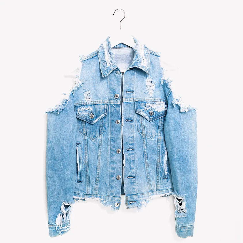 Vintage One a Kind Cold Shoulder Jean Denim Jacket