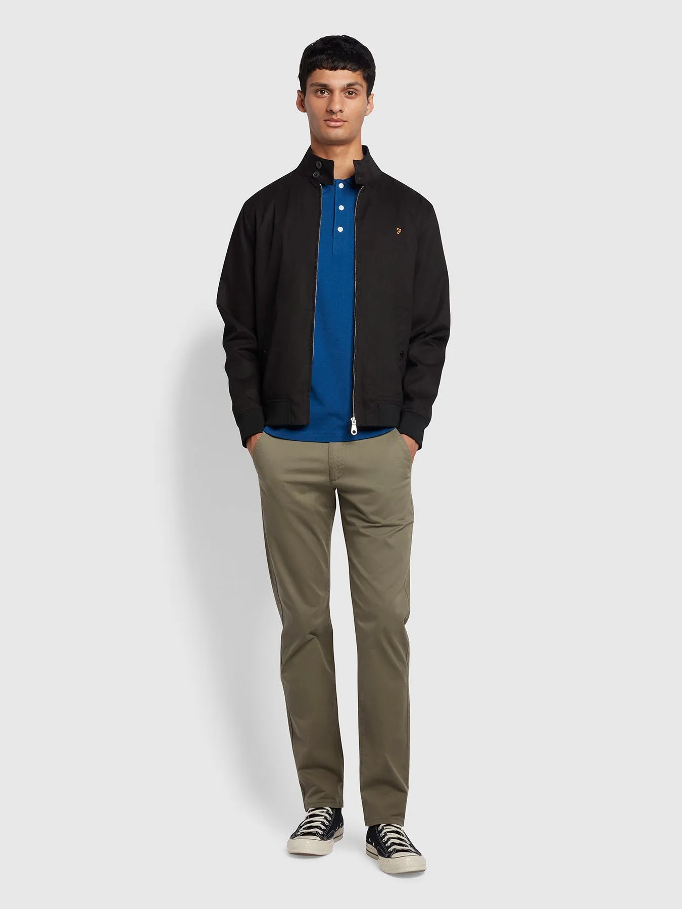 Waldorf Regular Fit Harrington Organic Cotton Jacket In Black