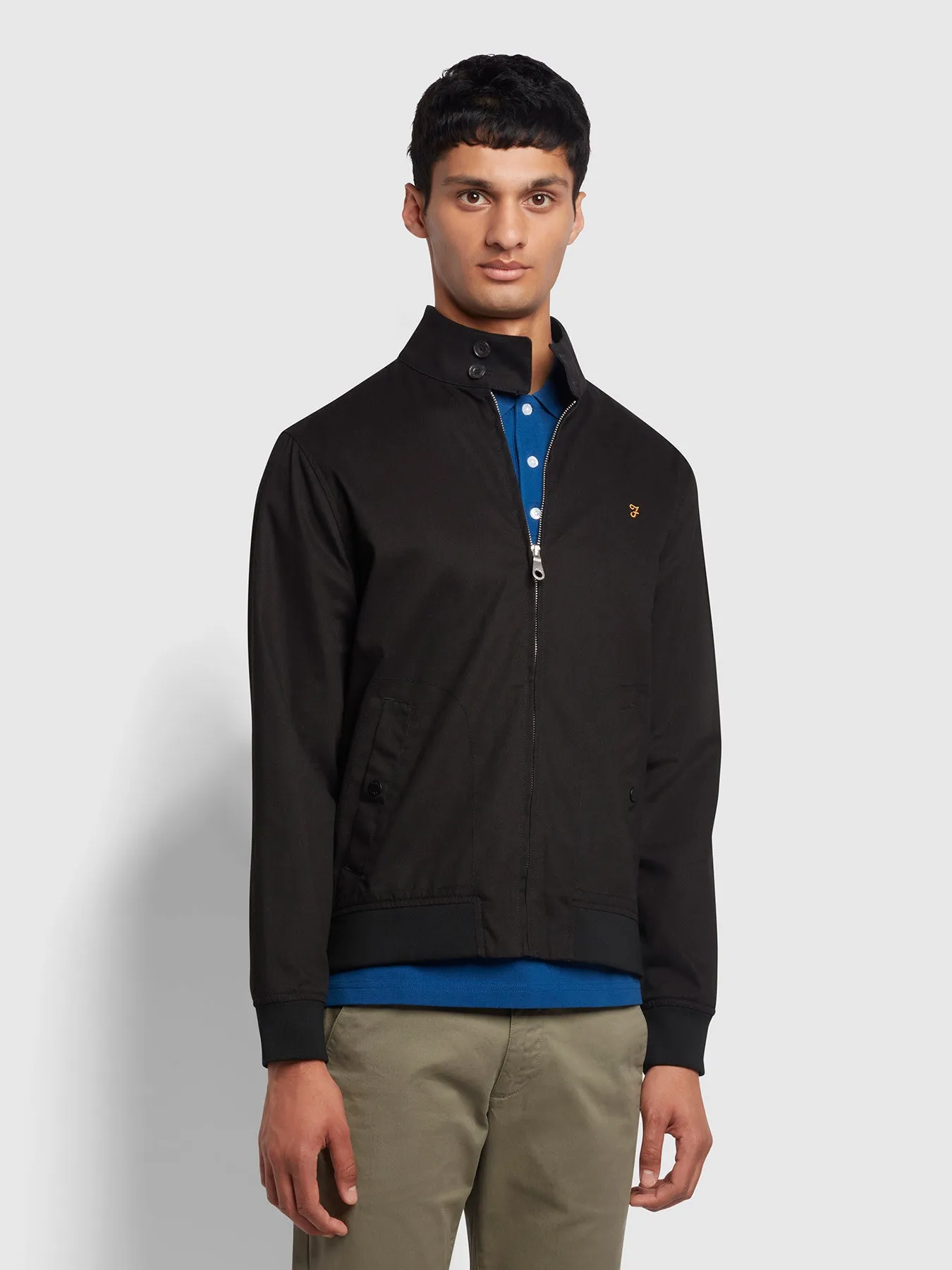 Waldorf Regular Fit Harrington Organic Cotton Jacket In Black