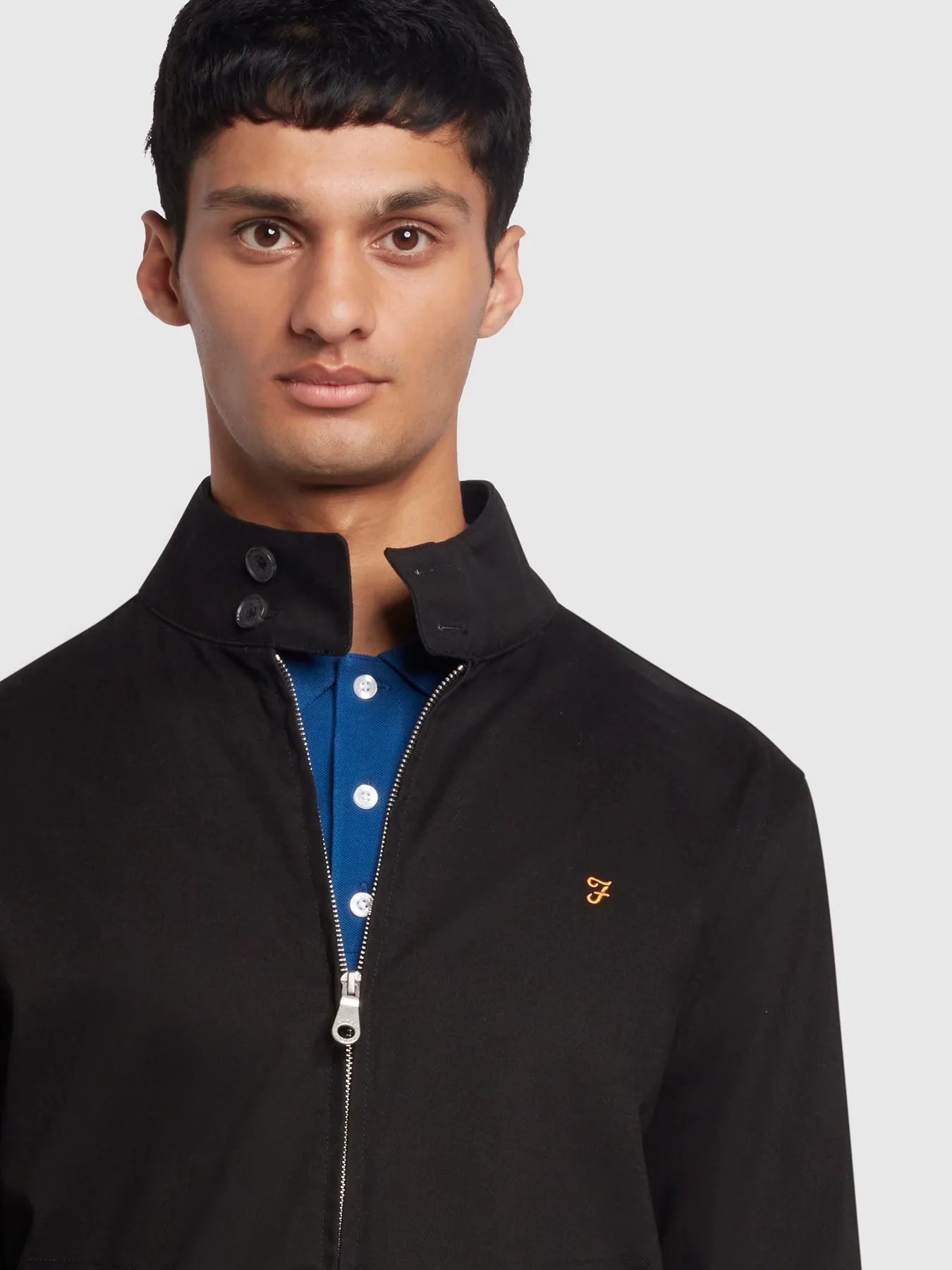 Waldorf Regular Fit Harrington Organic Cotton Jacket In Black