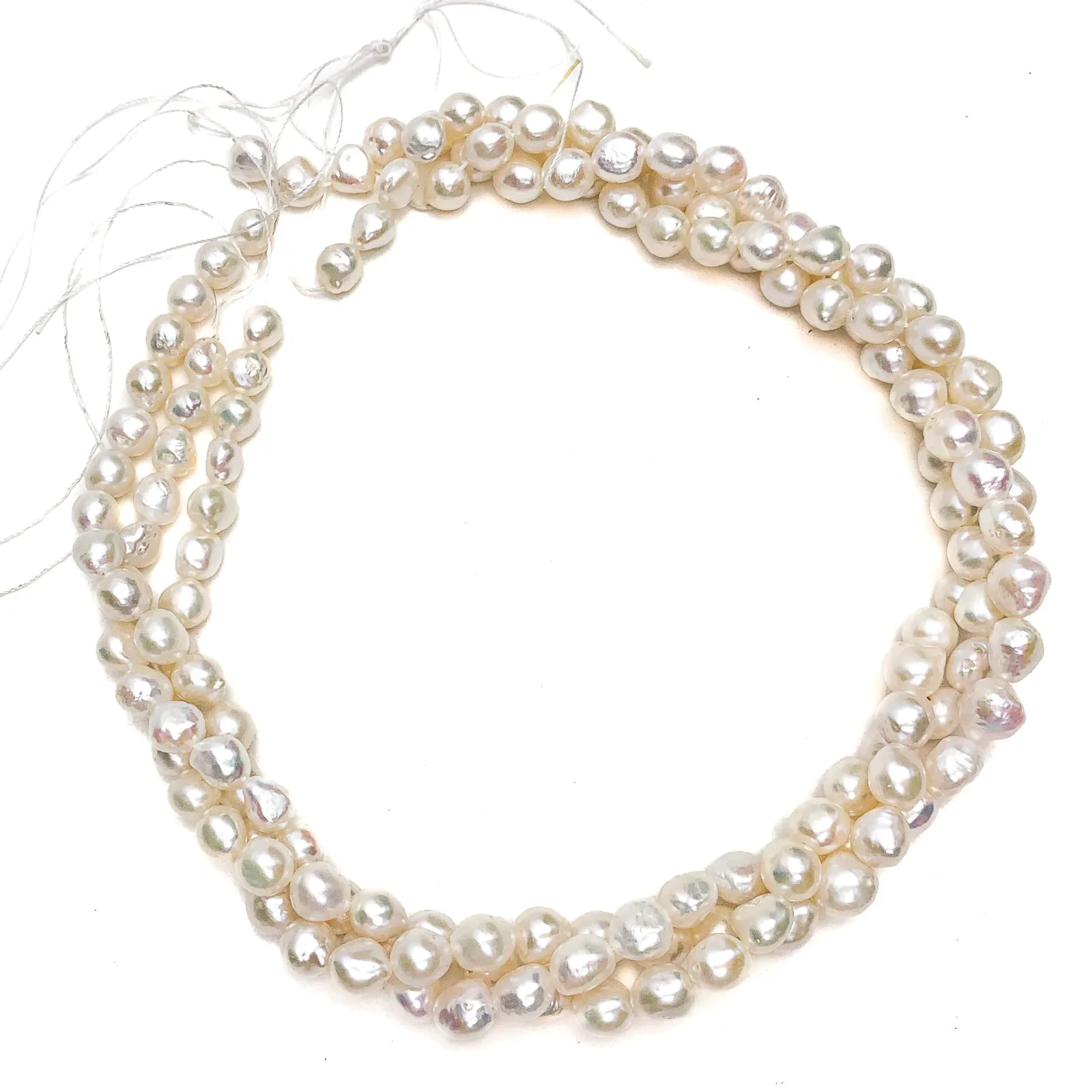 White Baroque Freshwater Pearl Bead Strand