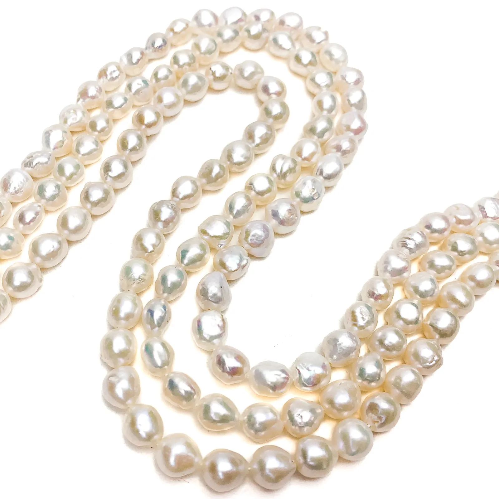 White Baroque Freshwater Pearl Bead Strand