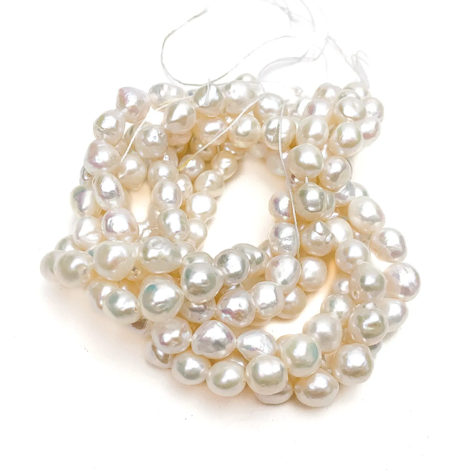 White Baroque Freshwater Pearl Bead Strand