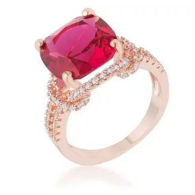 WildKlass 6.2ct Ruby CZ Rose Gold Classic Statement Ring