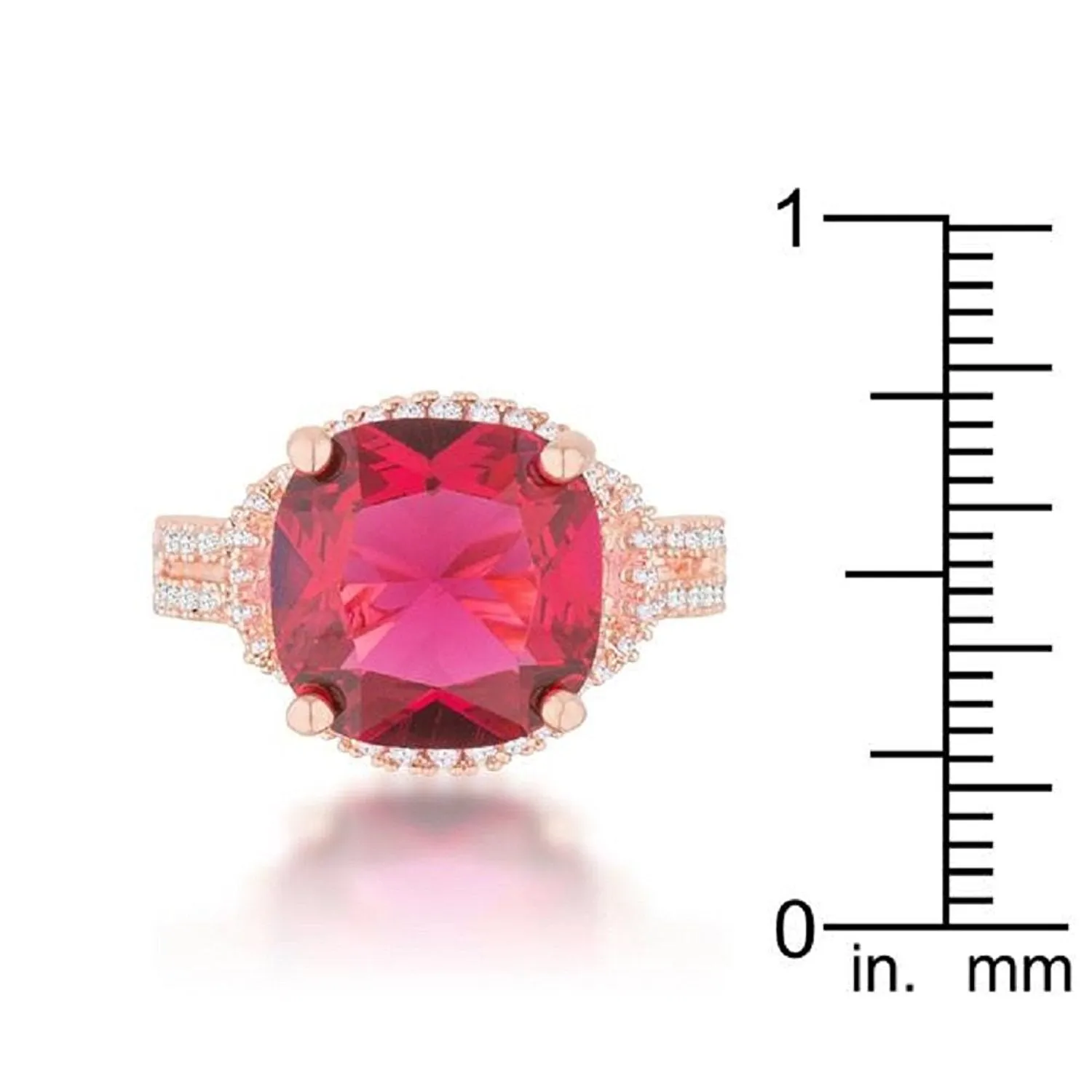 WildKlass 6.2ct Ruby CZ Rose Gold Classic Statement Ring