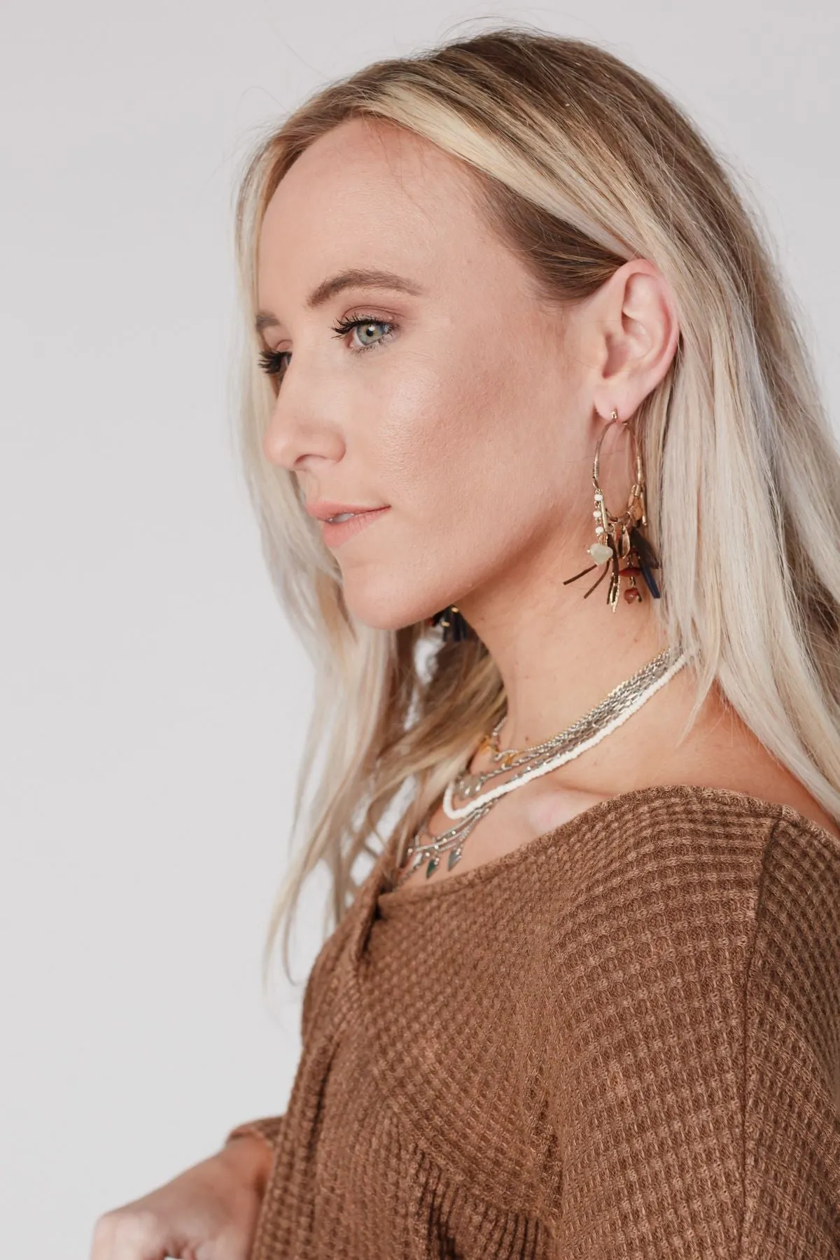 Winona Charm Hoop Earrings - Gold