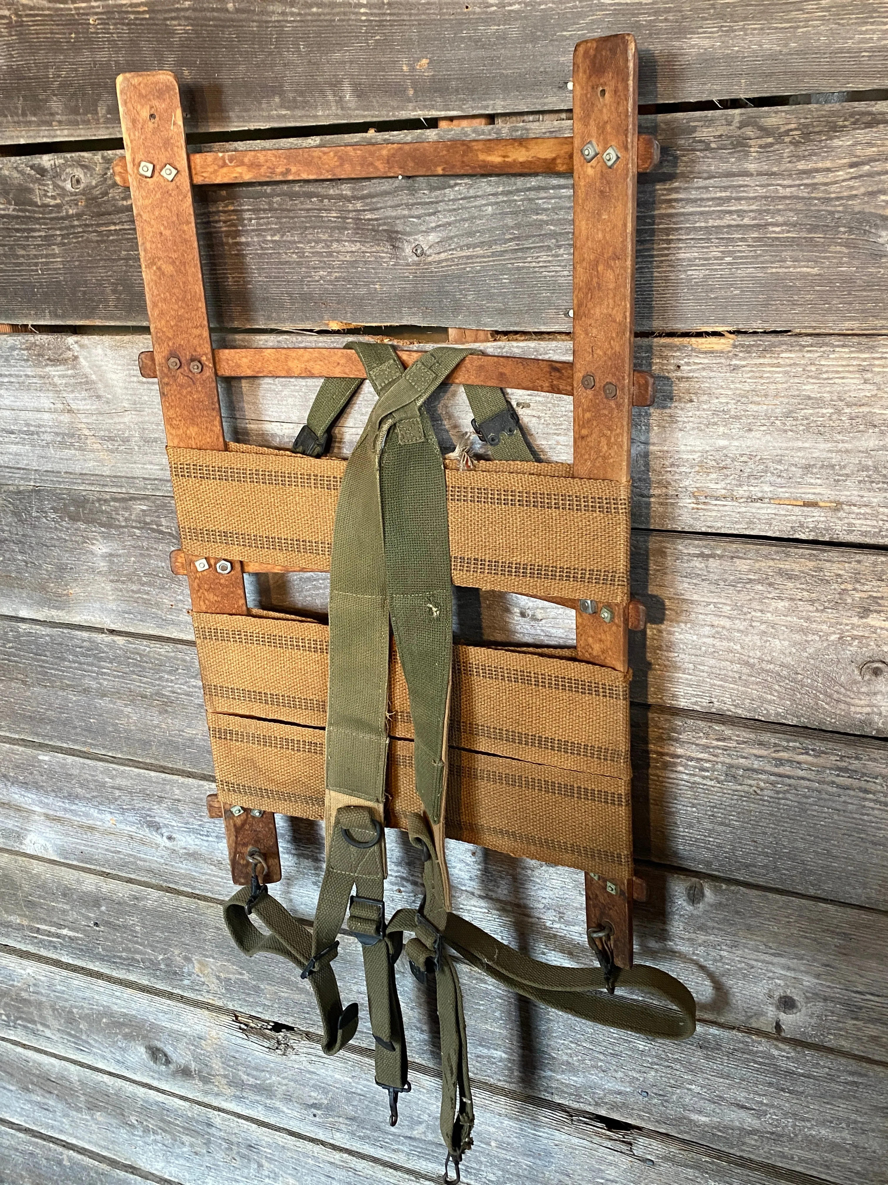 Wood Frame Backpack with Canvas Straps