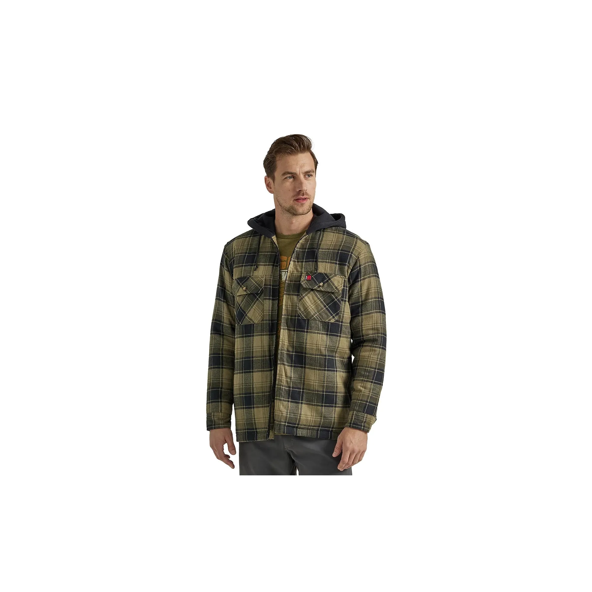 Wrangler Flannel Hooded Jacket Green