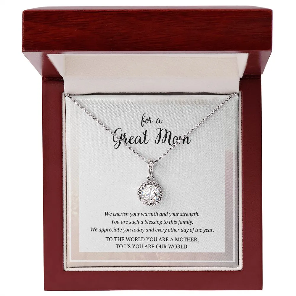 You Are Our World For a Great Mom Cubic Zirconia Pendant Necklace