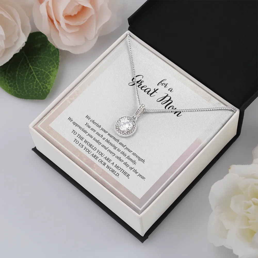 You Are Our World For a Great Mom Cubic Zirconia Pendant Necklace