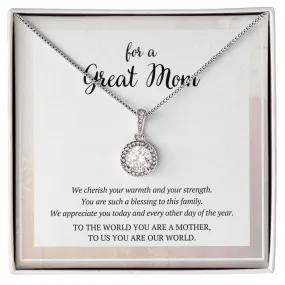 You Are Our World For a Great Mom Cubic Zirconia Pendant Necklace